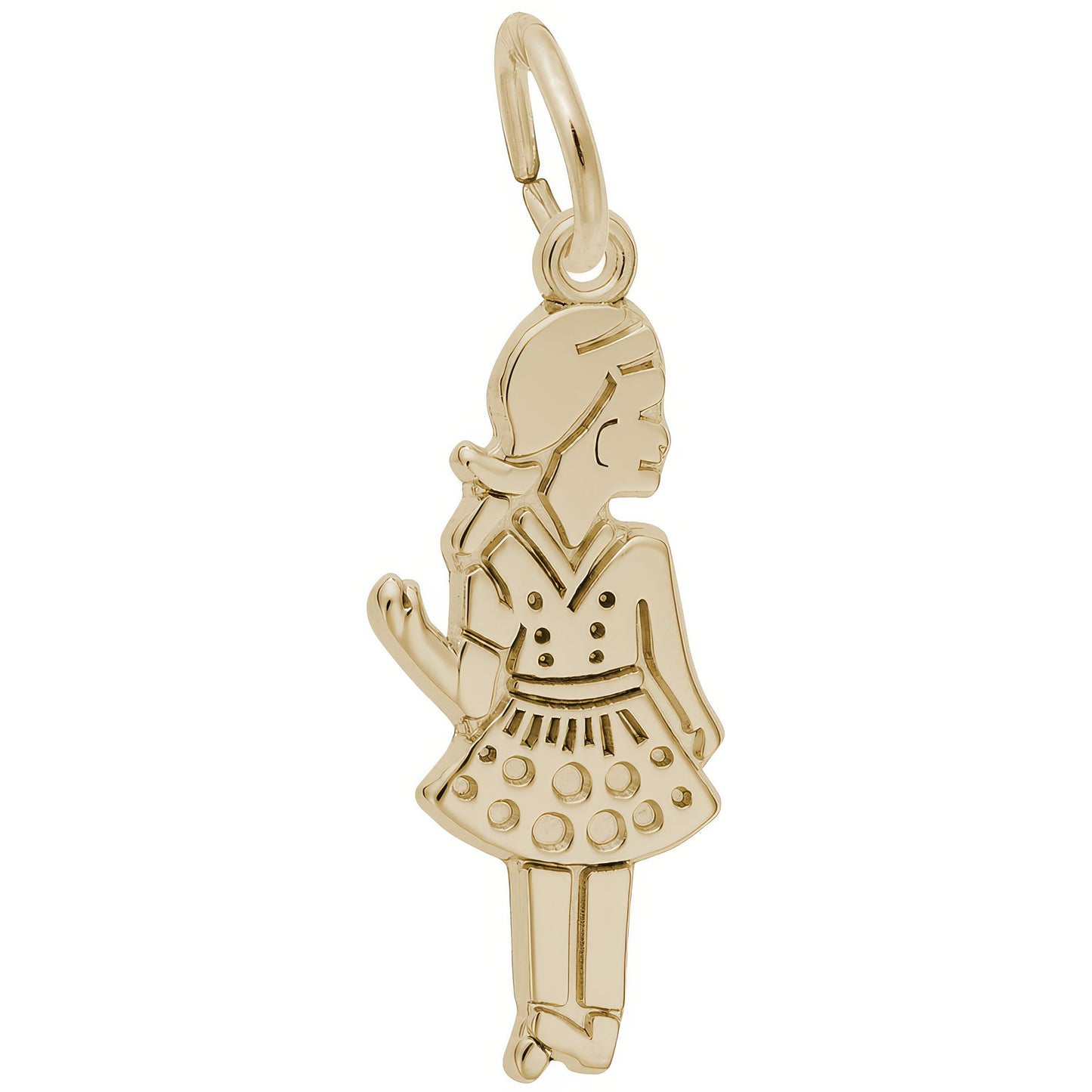 Waving Girl Charm - Metal - Sterling Silver