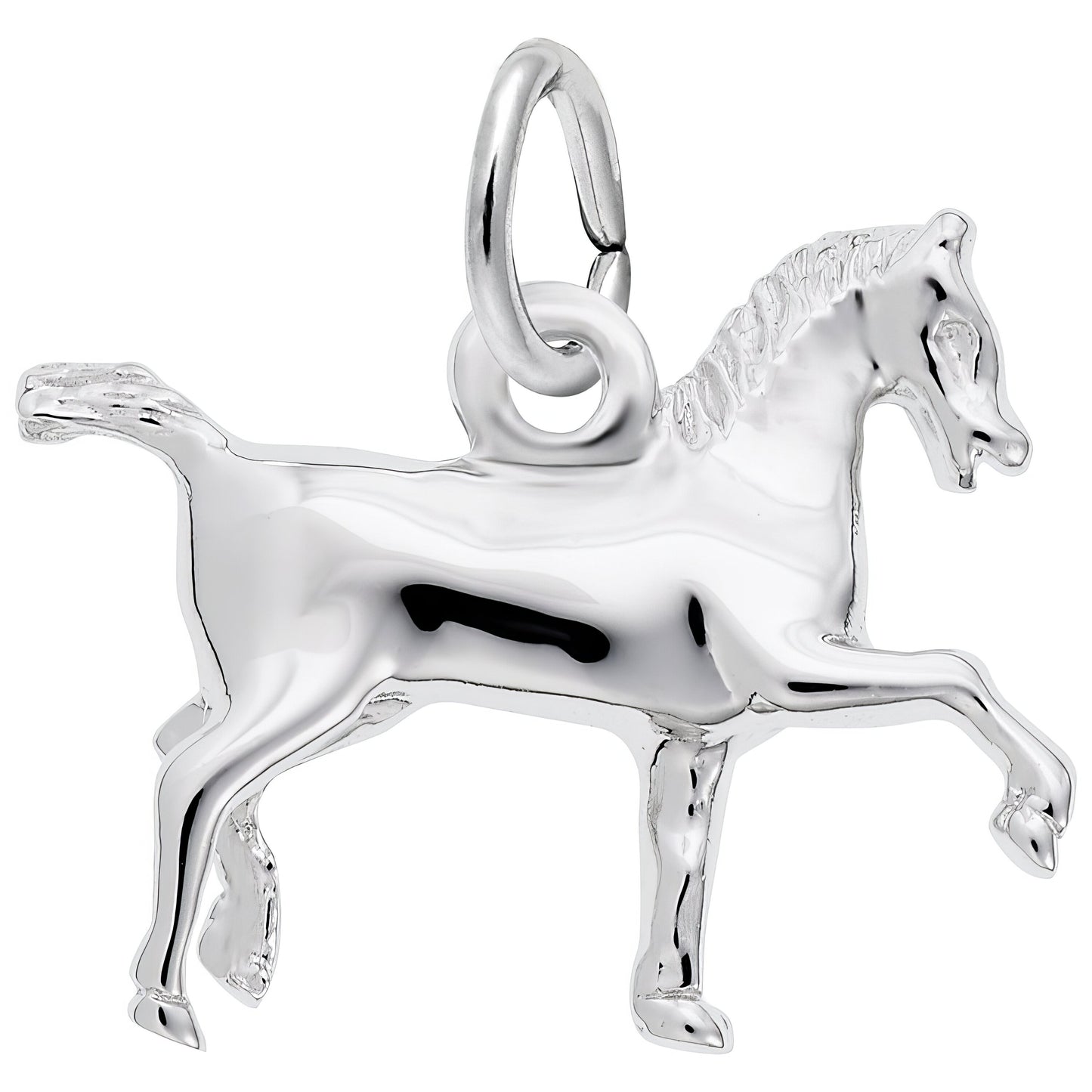 Extended Trot Horse Charm - Metal - Sterling Silver