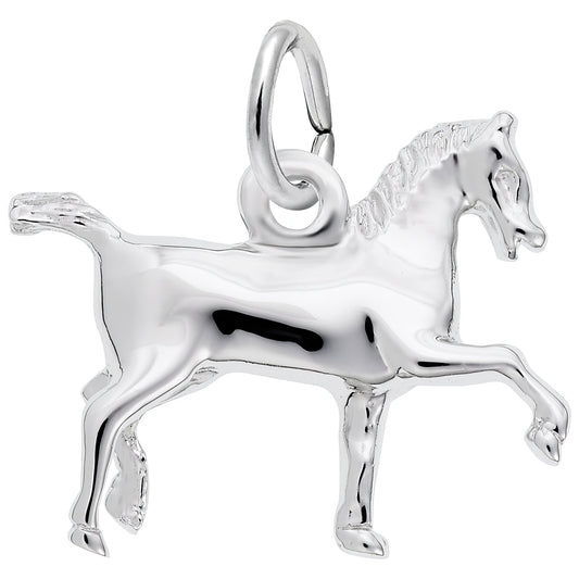 Extended Trot Horse Charm - Metal - Sterling Silver