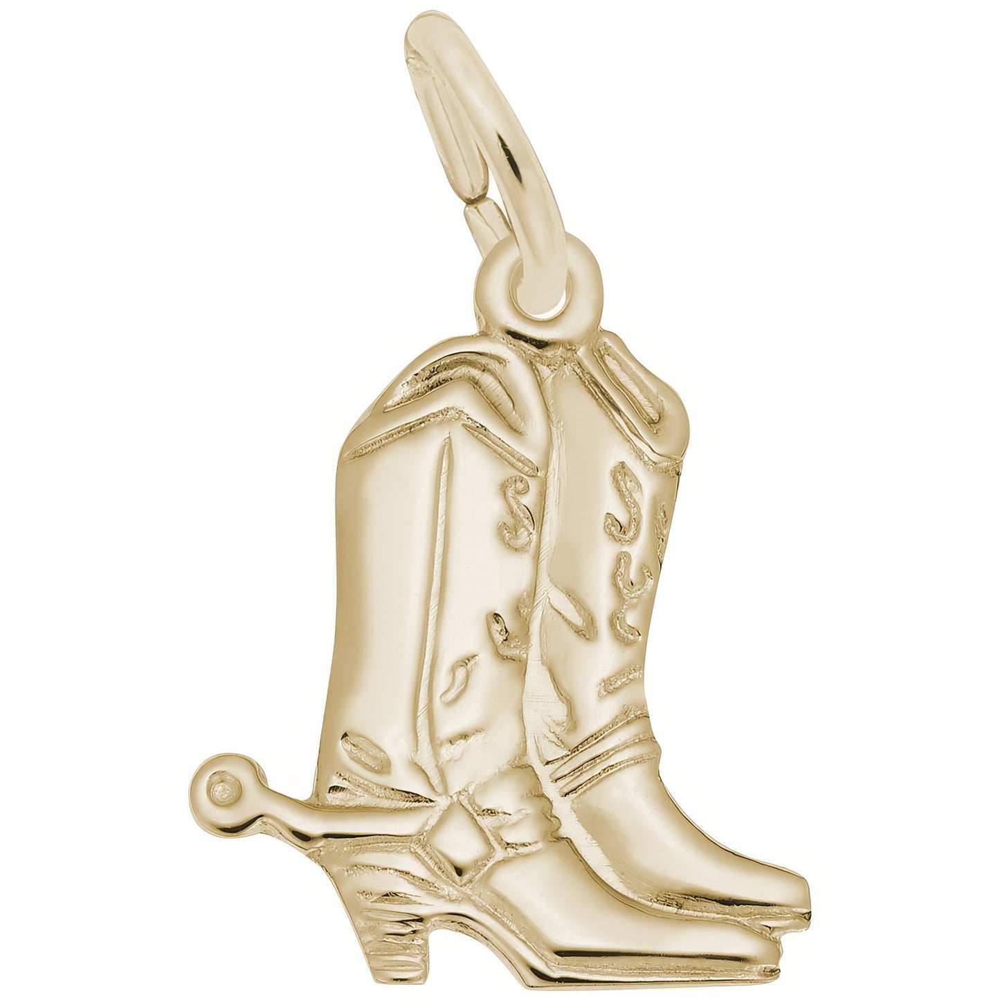Flat Cowboy Boots w/Spurs Charm - Metal - Sterling Silver