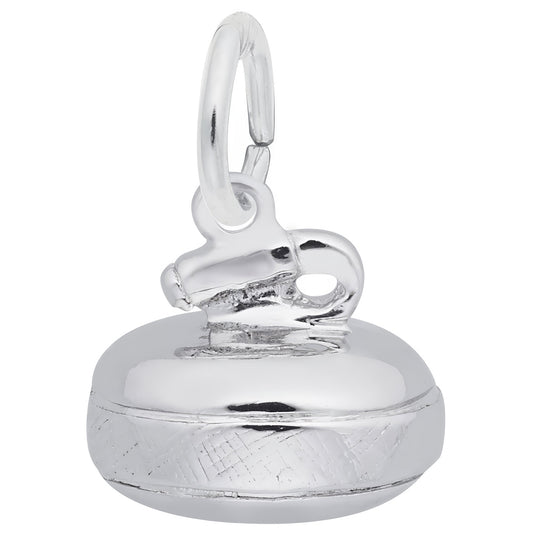 Curling Stone Charm - Metal - Sterling Silver