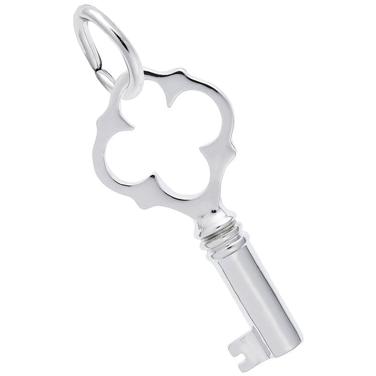 Old Style Key Charm - Metal - Sterling Silver