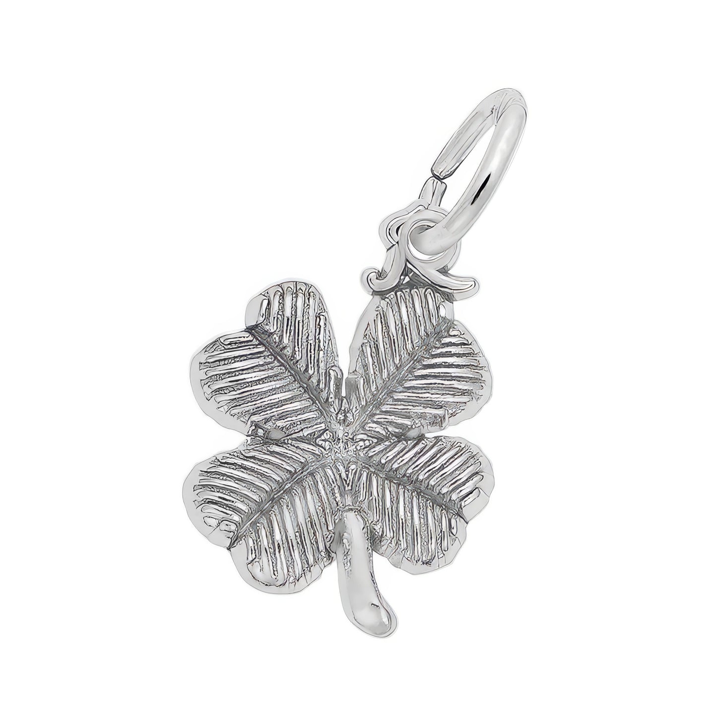 Sterling Silver Four Leaf Clover Accent Charm