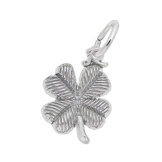 Sterling Silver Four Leaf Clover Accent Charm