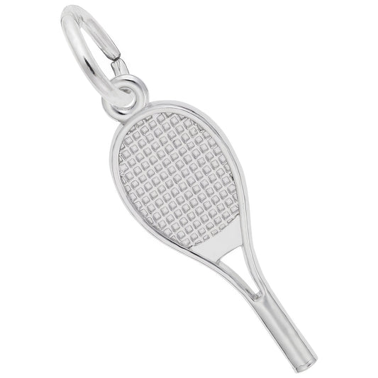 Mid-Size Tennis Racquet Charm - Metal - Sterling Silver