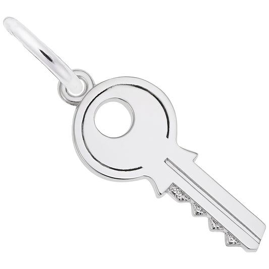 Classic House Key Charm - Metal - Sterling Silver