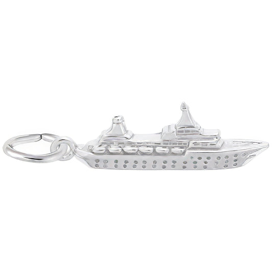 Small Cruise Ship Charm - Metal - Sterling Silver