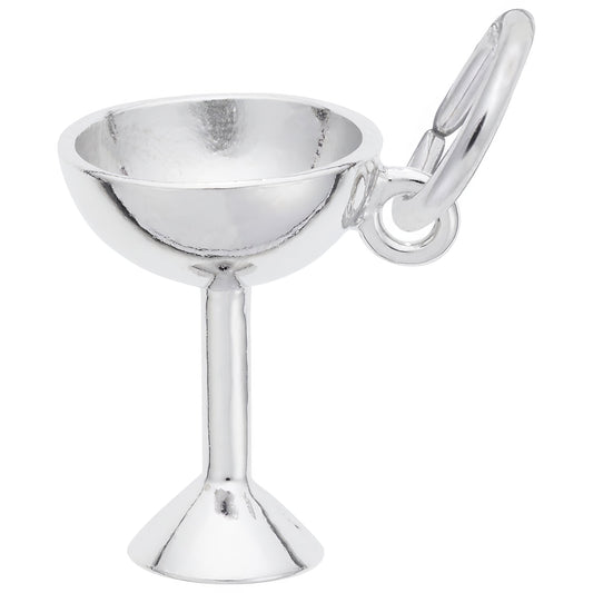 Sterling Silver Champagne Glass Charm - 14mm x 10mm