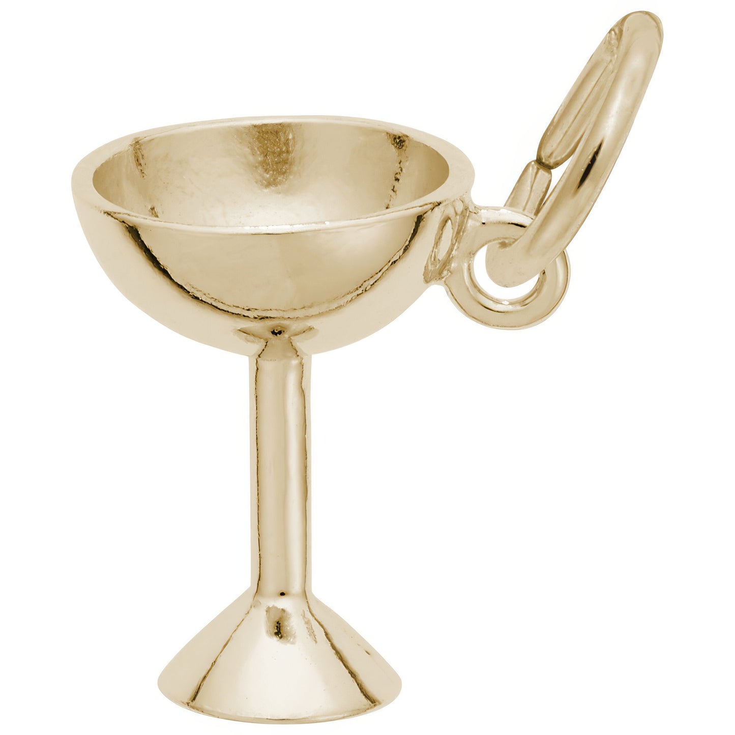 Sterling Silver Champagne Glass Charm - 14mm x 10mm