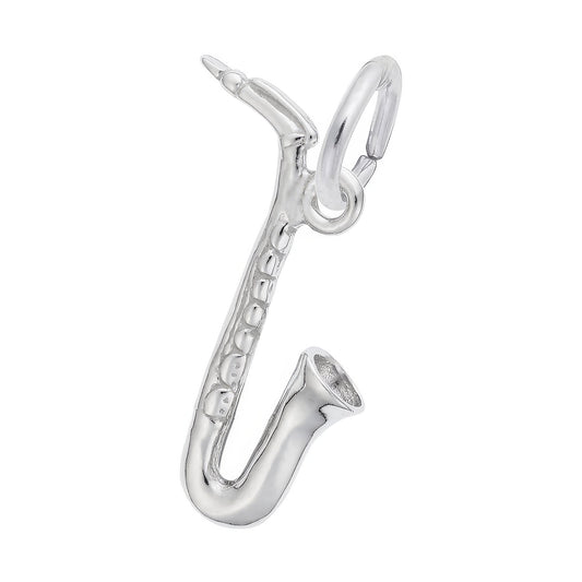 Detailed Saxophone Charm - Metal - Sterling Silver