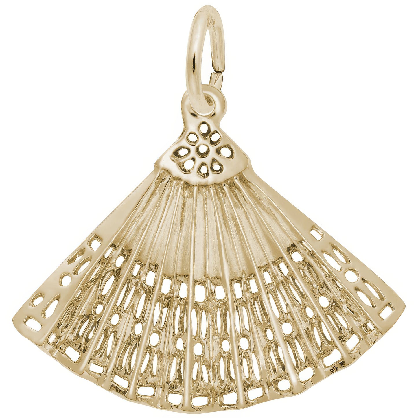 Hand Fan Charm - Metal - Sterling Silver