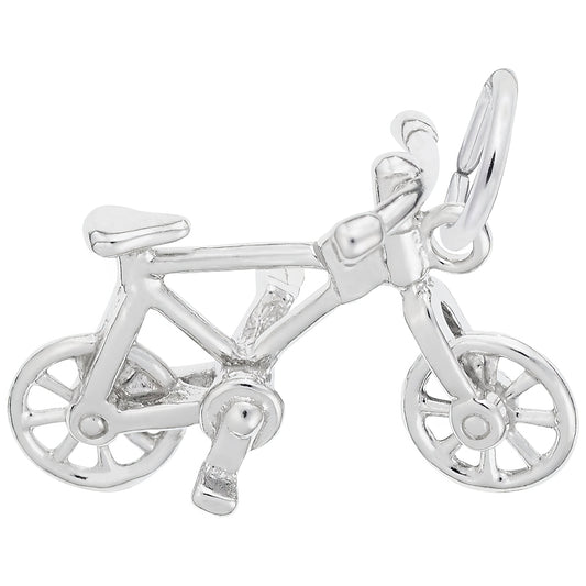 Detailed Bicycle Charm - Metal - Sterling Silver