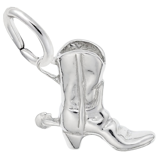 Cowboy Boot w/Spur Charm - Metal - Sterling Silver