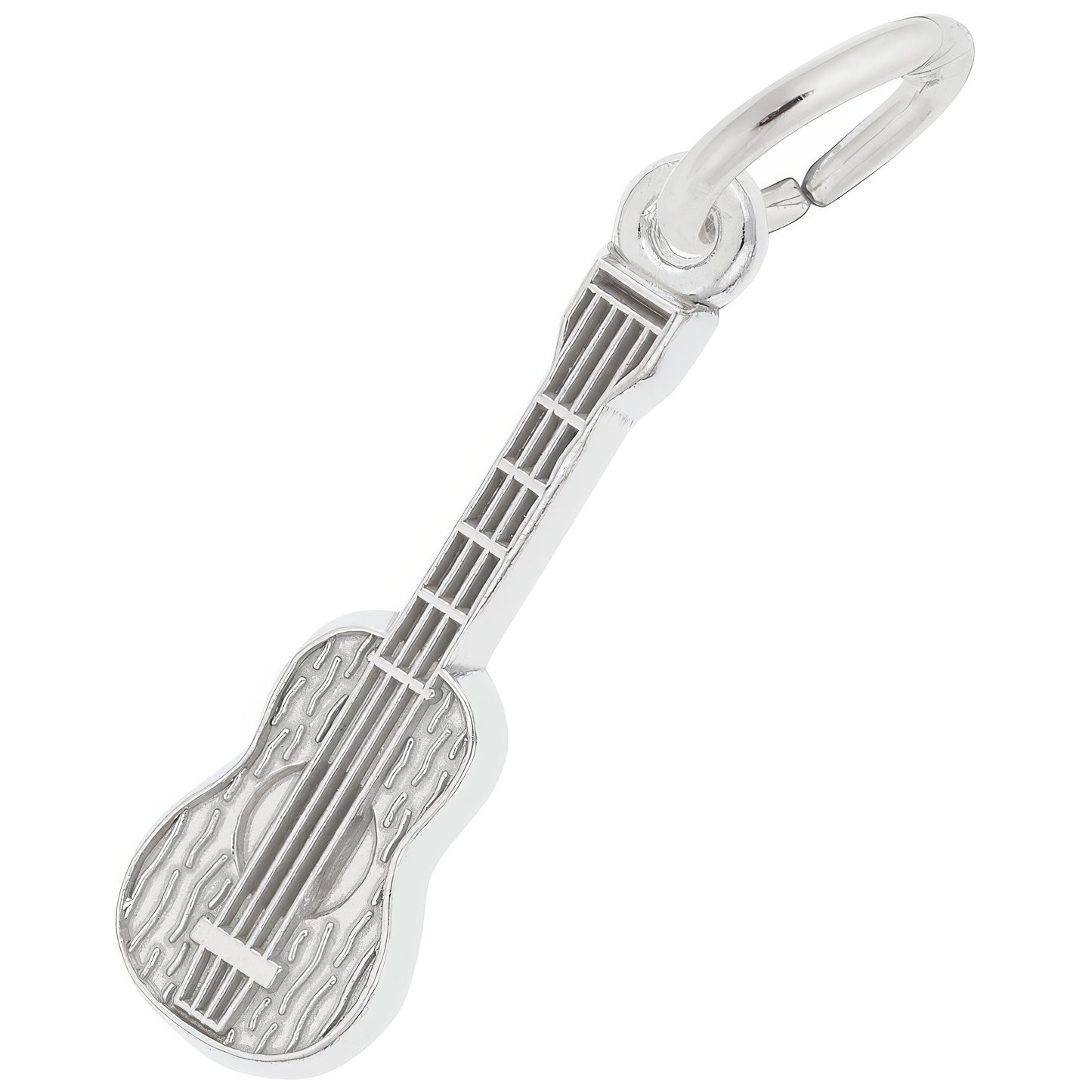 Small Acoustic Guitar Charm - Metal - Sterling Silver