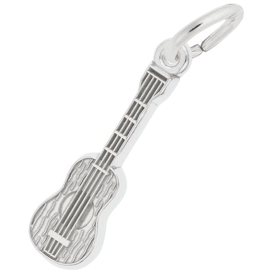 Small Acoustic Guitar Charm - Metal - Sterling Silver
