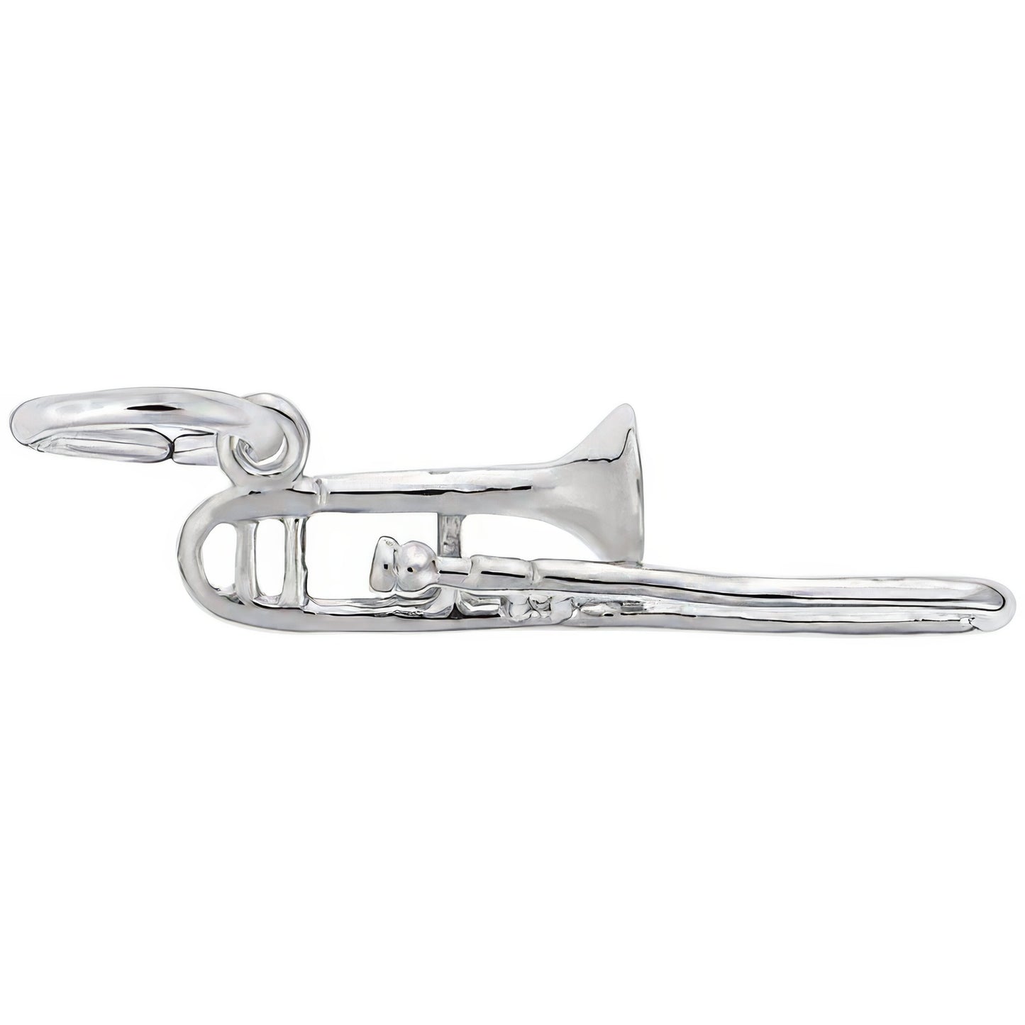 Sterling Silver Trombone Charm - 26mm x 8mm