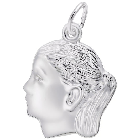 Sterling Silver Girl Charm - 18mm x 17mm