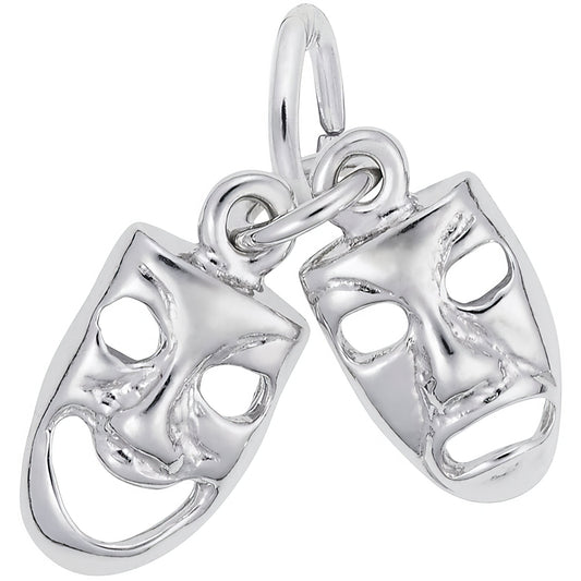 Sterling Silver Comedy & Tragedy Charm - 11mm x 7mm