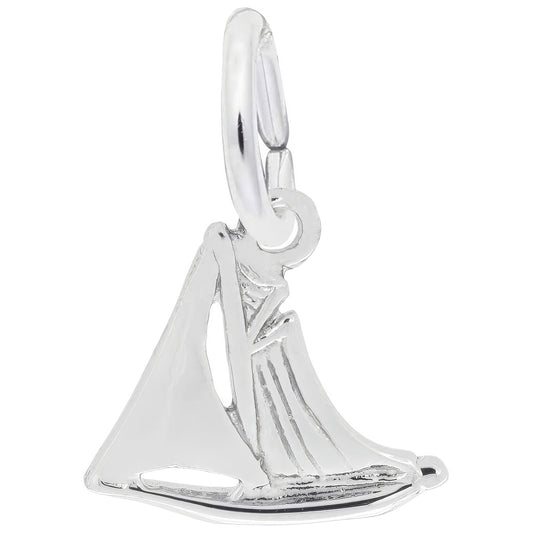 Sterling Silver Sailboat Charm - 11mm x 13mm