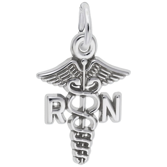 Sterling Silver Caduceus RN Charm