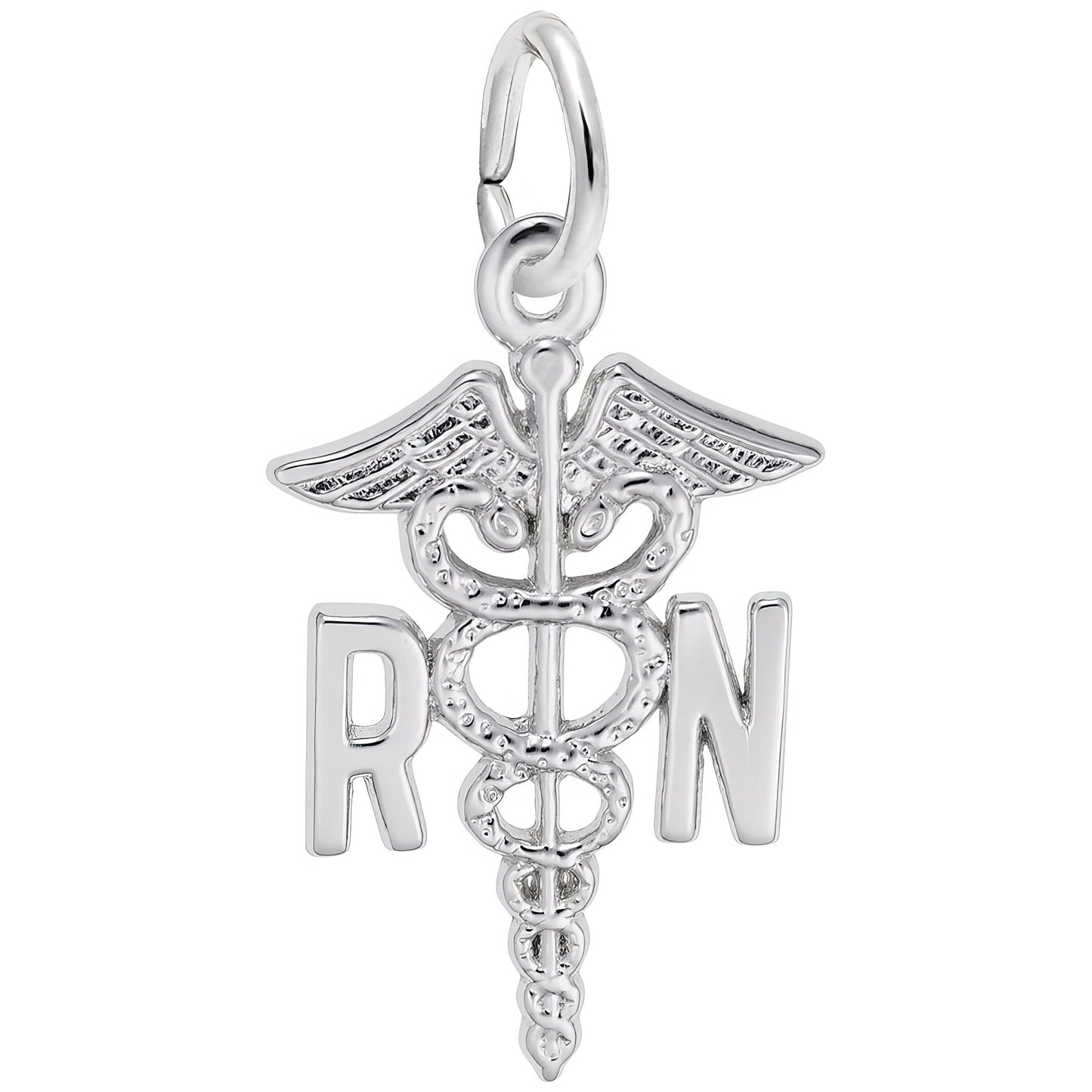 Registered Nurse Caduceus Charm - Metal - Sterling Silver