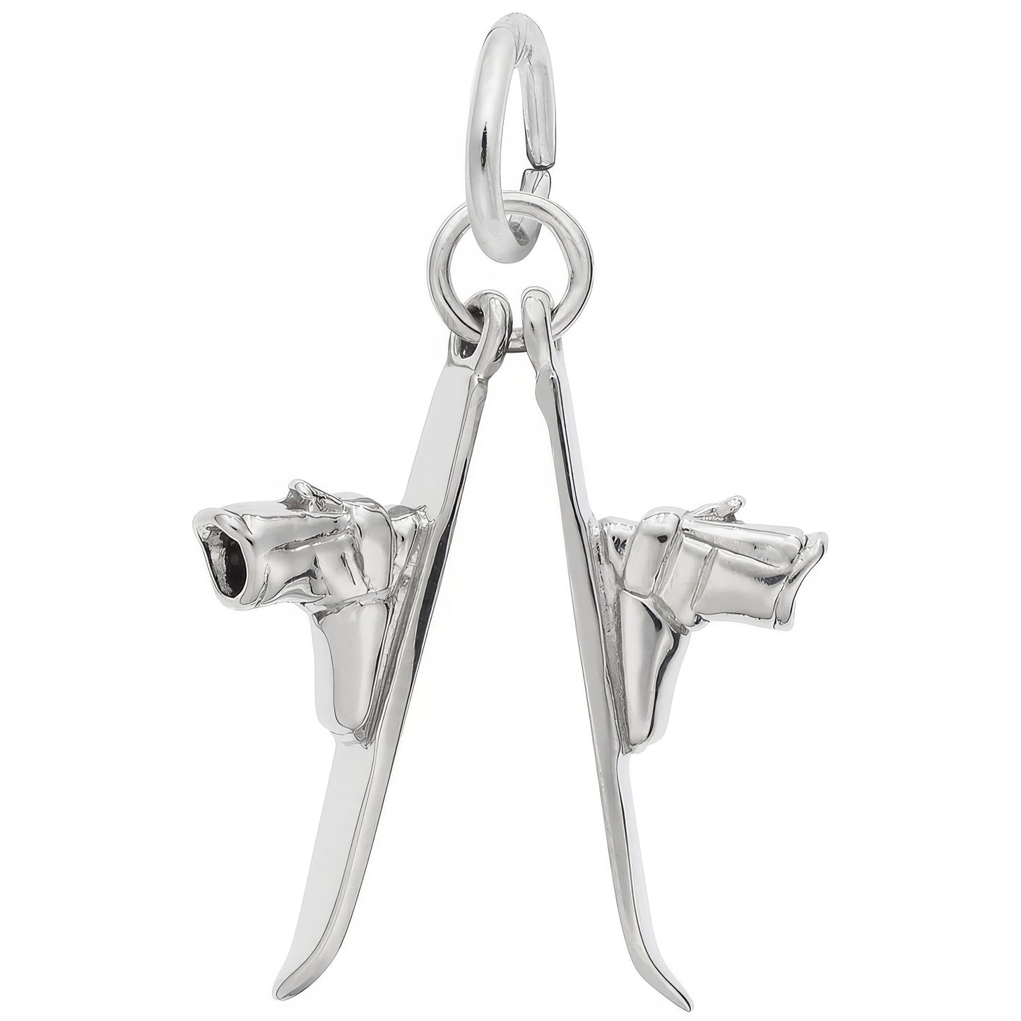 Pair of Skis Charm - Metal - Sterling Silver