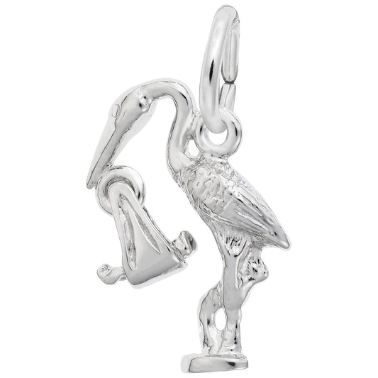 Sterling Silver Stork and Baby Charm