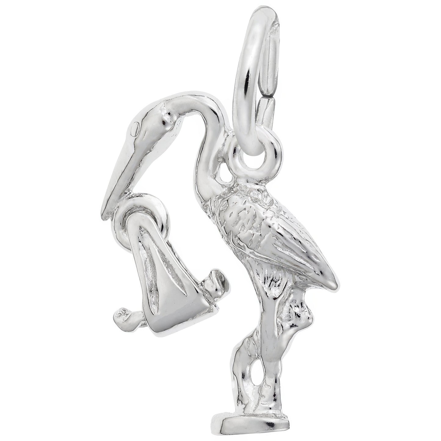 Sterling Silver Stork and Baby Charm
