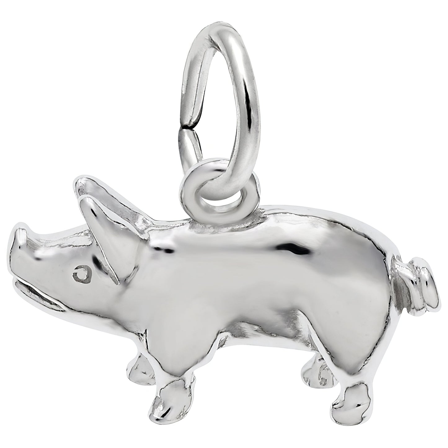 Sterling Silver Pig Charm - 9mm x 12mm