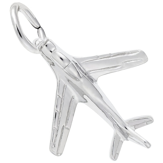 Military Plane Charm - Metal - Sterling Silver