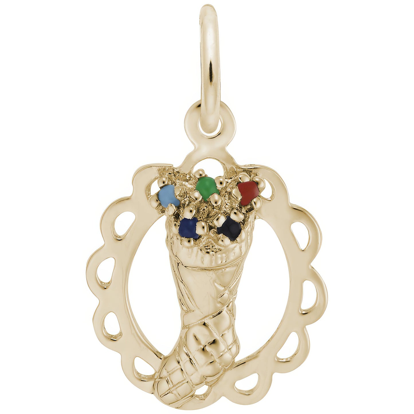 Stocking Full of Joy Charm w/Multicolor Beads - Metal - Sterling Silver