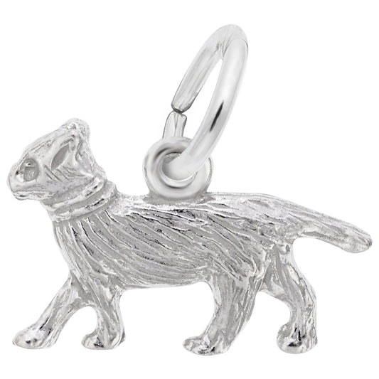 Walking Cat Charm - Metal - Sterling Silver