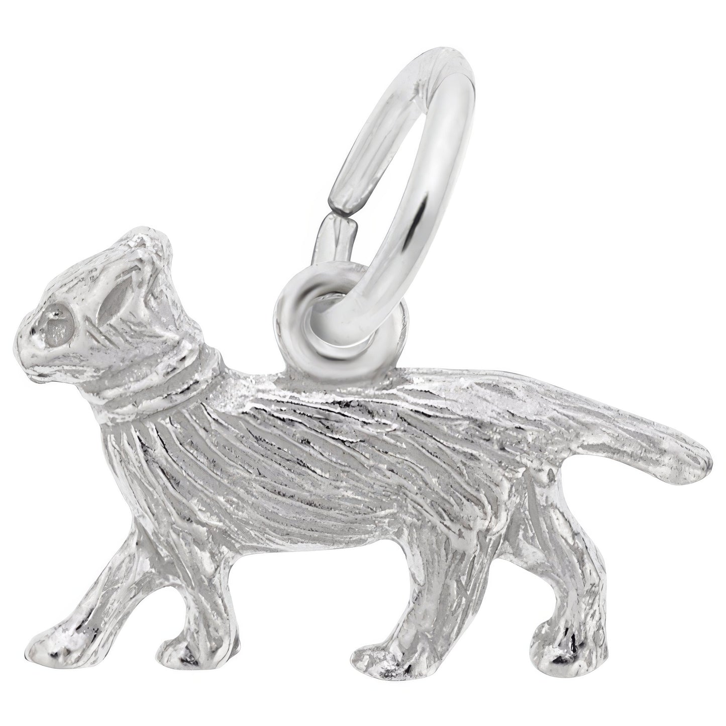 Walking Cat Charm - Metal - Sterling Silver