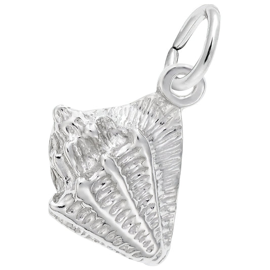 Small Conch Shell Charm - Metal - Sterling Silver