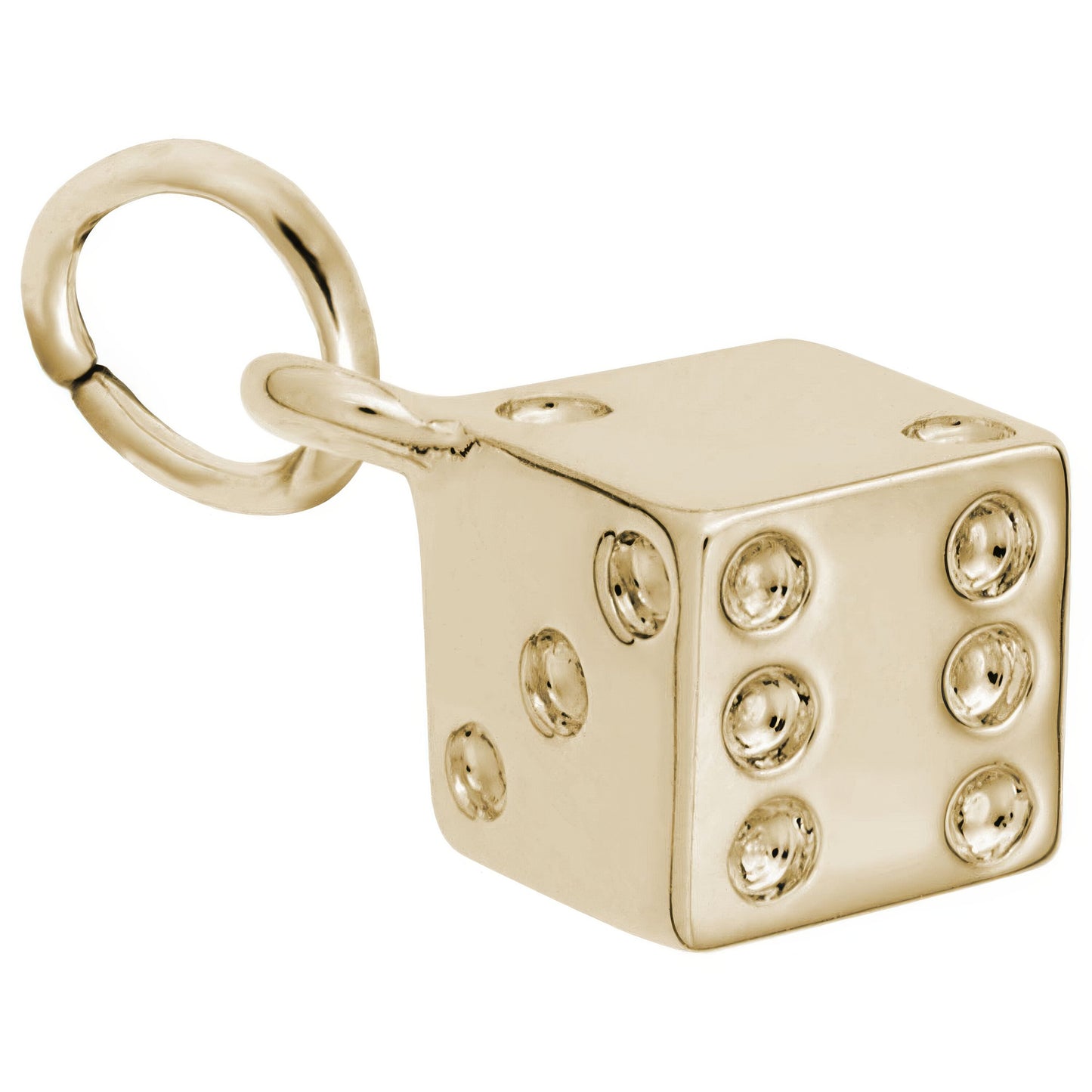 Detailed Dice Charm - Metal - Sterling Silver