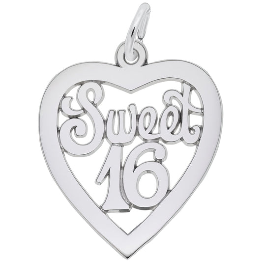 Sterling Silver Sweet 16 Charm - 20mm x 20mm