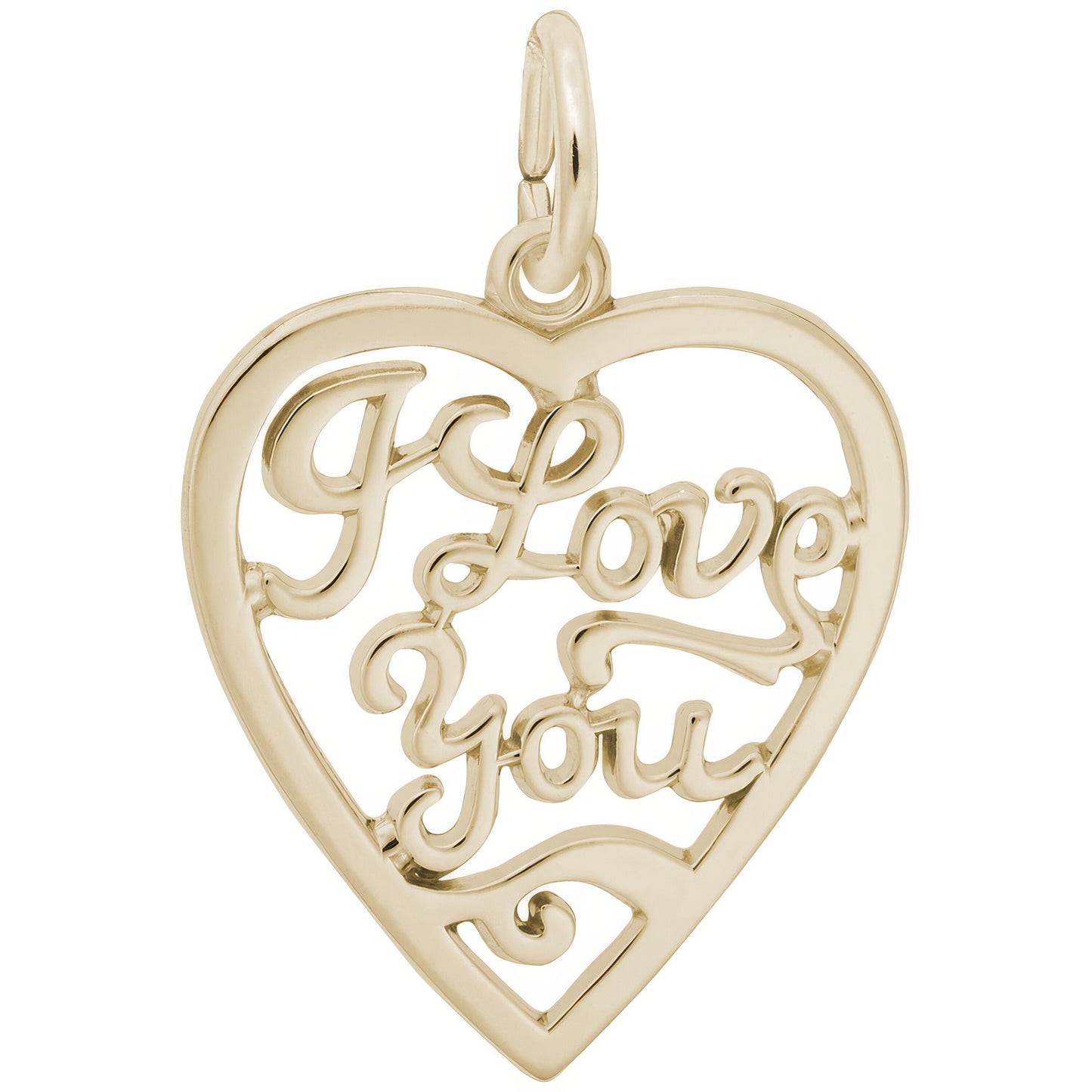 I Love You Open Heart Charm - Metal - Sterling Silver