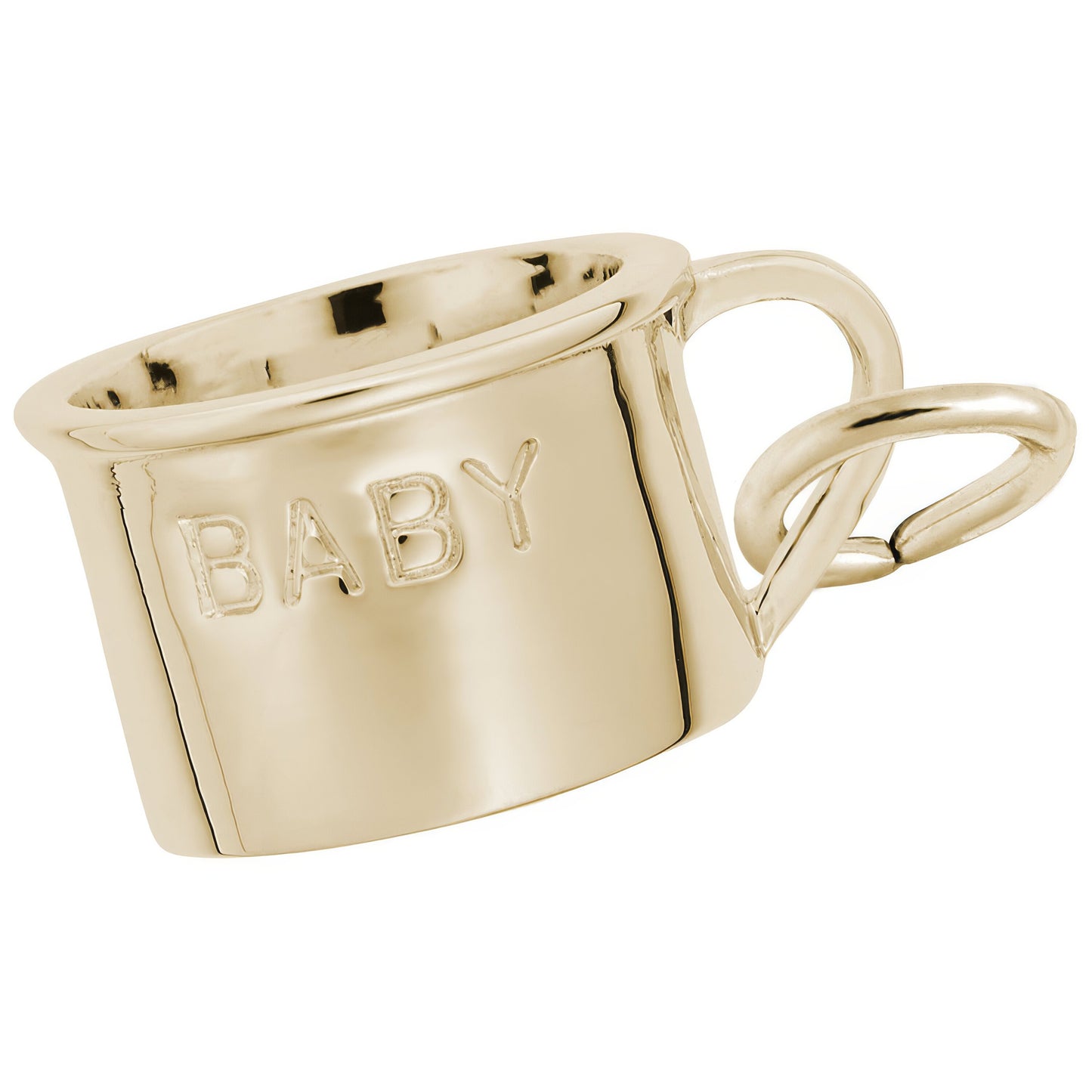 Inscribed Baby Cup Charm - Metal - Sterling Silver