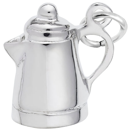 Coffee Pot Charm - Metal - Sterling Silver