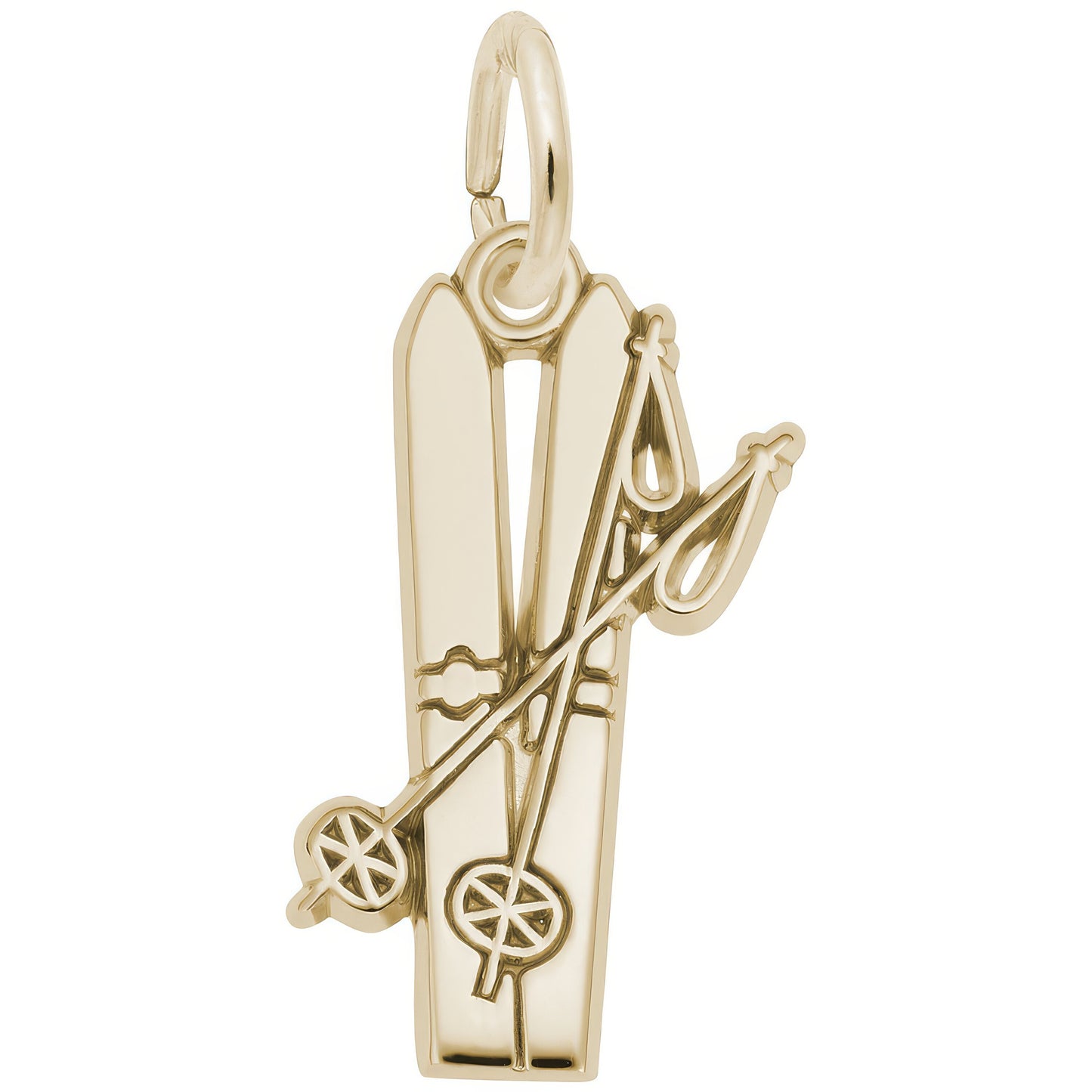 Flat Skis Charm - Metal - Sterling Silver