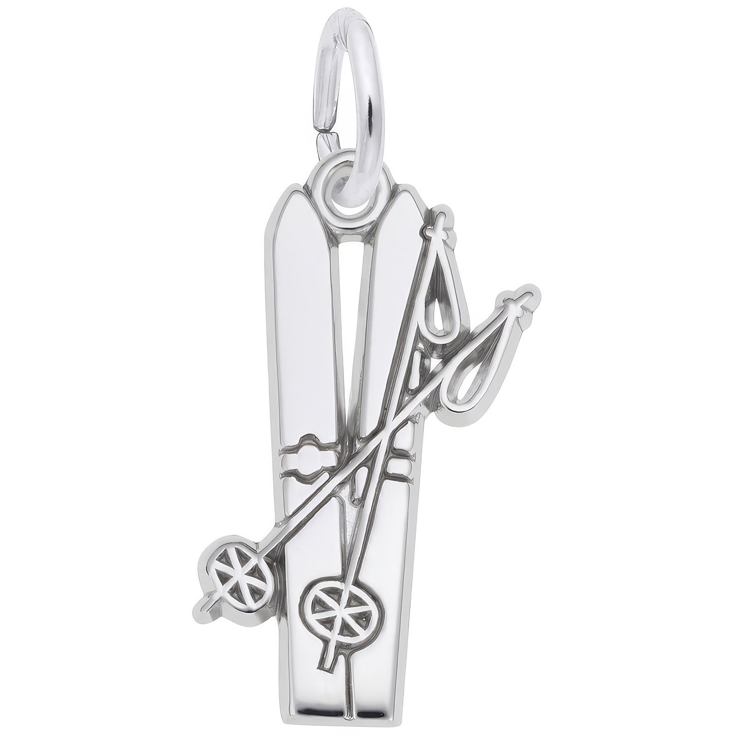 Flat Skis Charm - Metal - Sterling Silver
