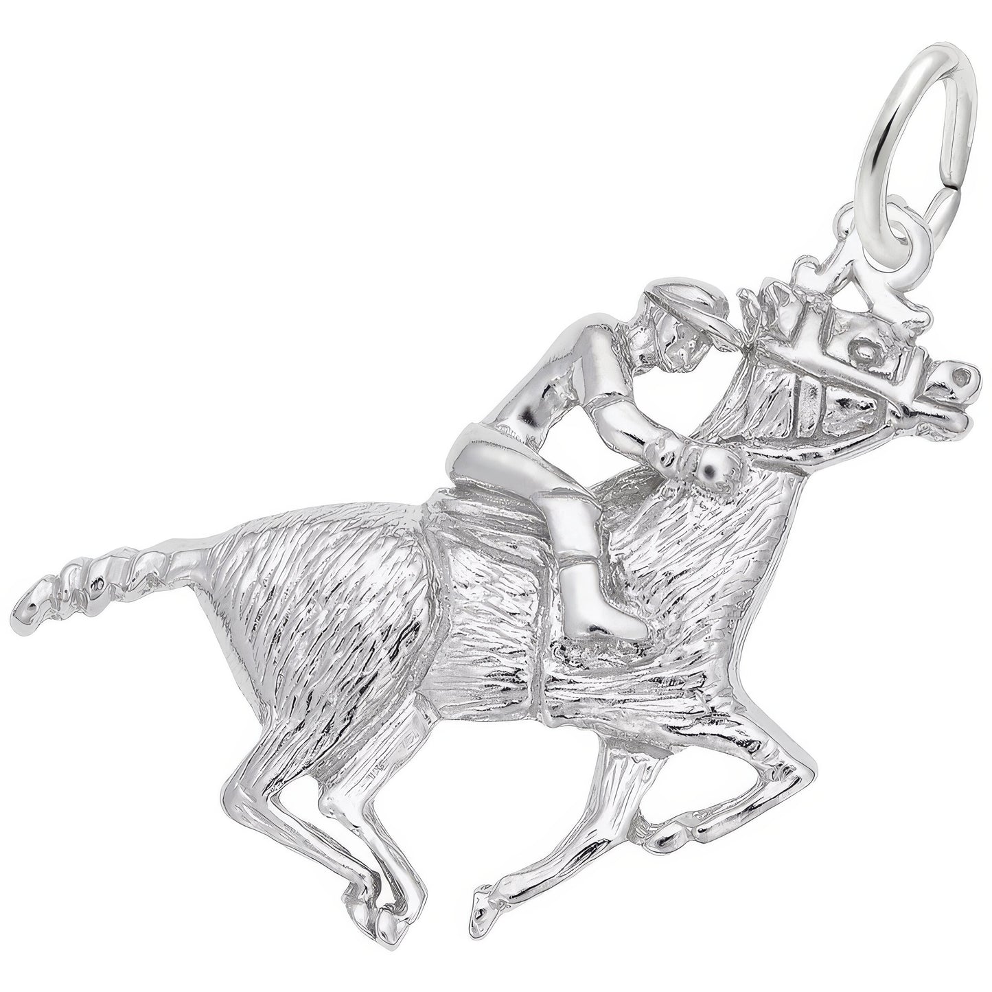 Horse & Jockey Charm - Metal - Sterling Silver