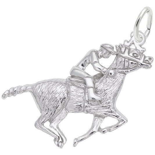 Horse & Jockey Charm - Metal - Sterling Silver