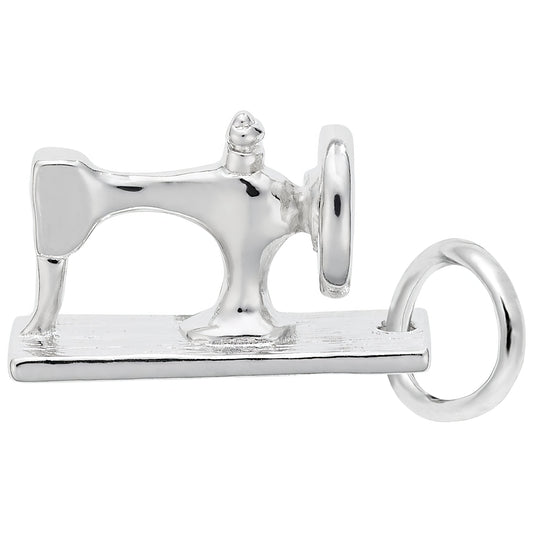 Small Sewing Machine Charm - Metal - Sterling Silver
