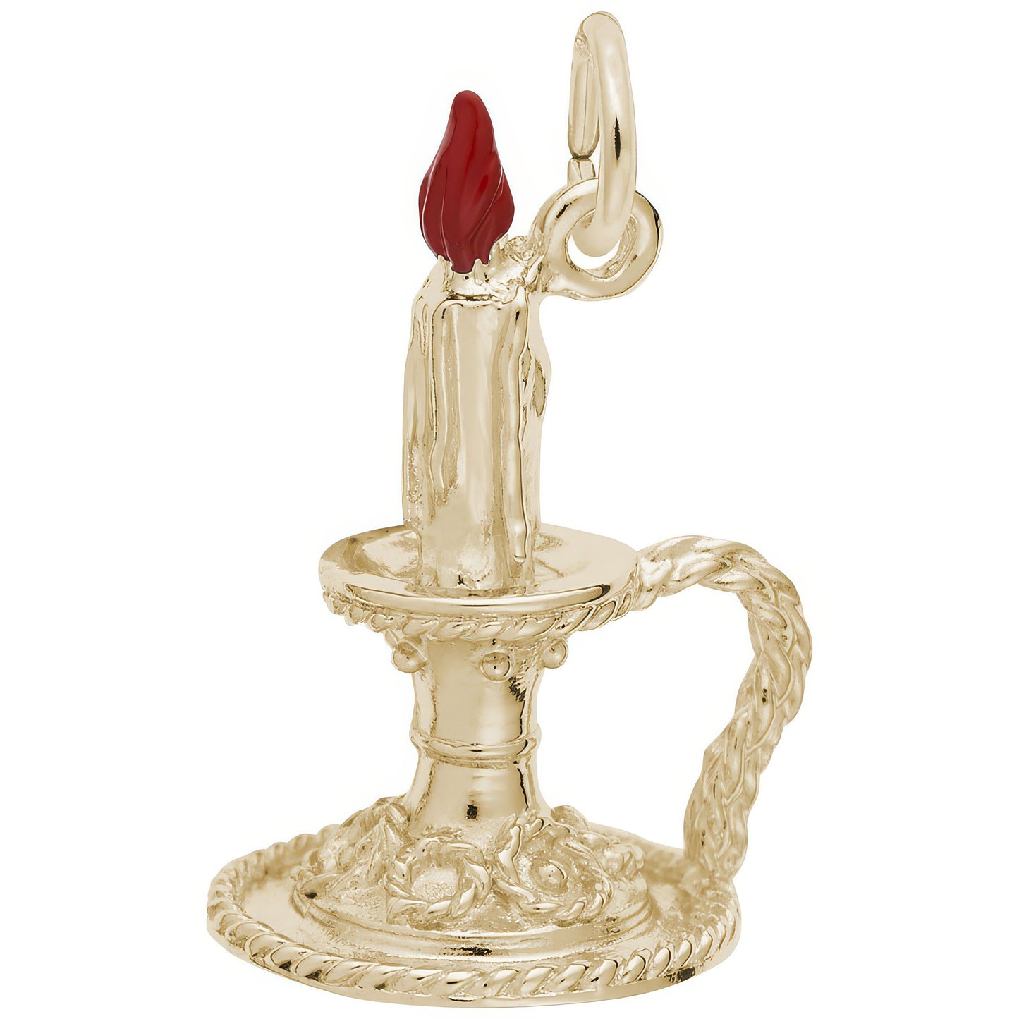 Candle Charm w/Red Enamel - Metal - Sterling Silver