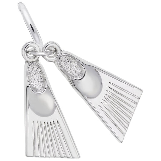 Sterling Silver Swim Fins Charm - 17mm x 9mm