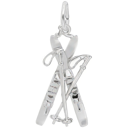 Sterling Silver Skis Charm