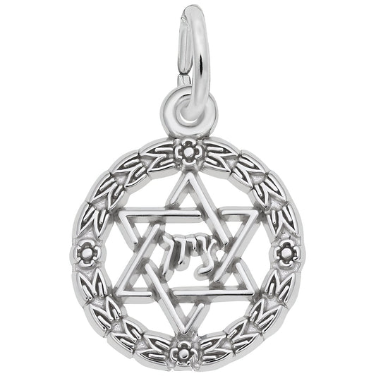 Star of David Wreath Charm - Metal - Sterling Silver