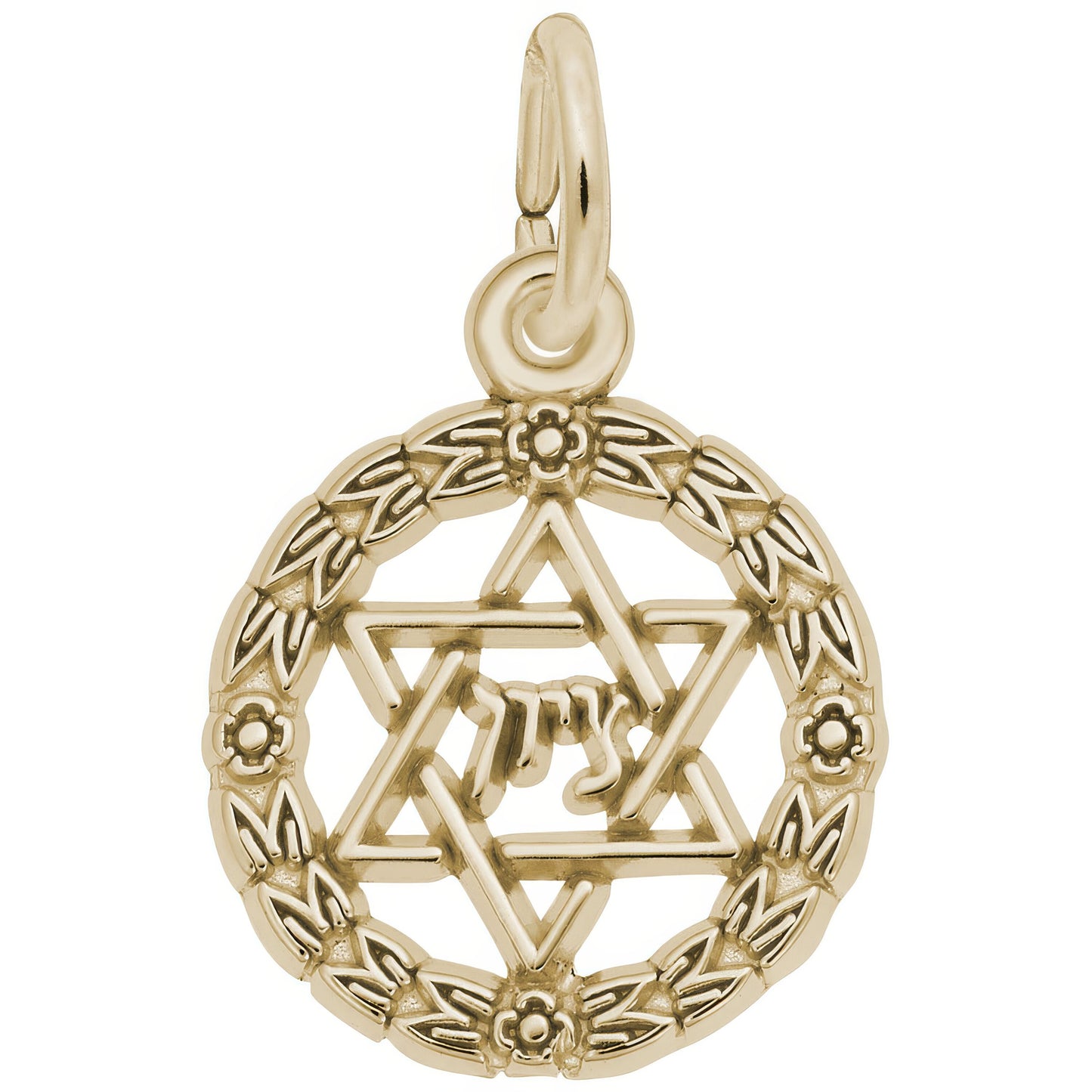 Star of David Wreath Charm - Metal - Sterling Silver