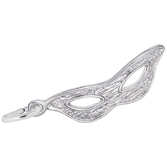Masquerade Mask Charm - Metal - Sterling Silver